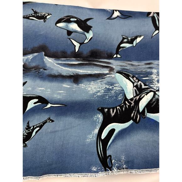 2 Yard orca whale on Blue Background  Quilt Craft Shamash  & Sons NEW - Picture 1 of 4
